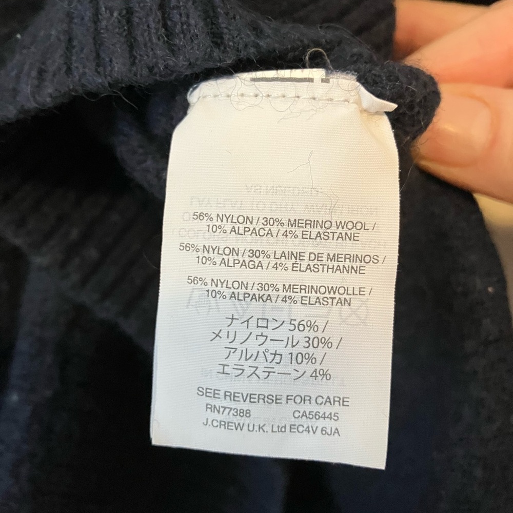 J Crew navy turtleneck cropped oversized crop wool sweater S - Picture 3 of 3